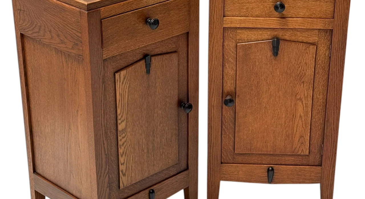 Two Art Deco Amsterdamse School Nightstands or Bedside Tables, 1920s